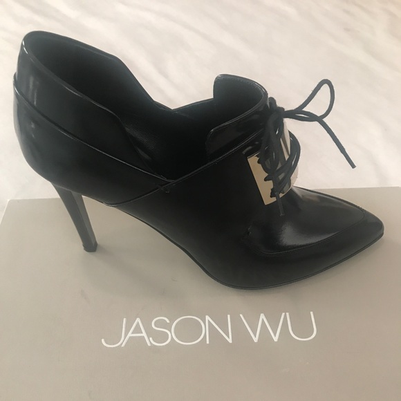 NWT Jason Wu Black Leather Ankle Boots SZ 38.5 - Picture 2 of 6